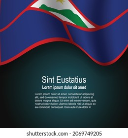 Bandera de San Eustaquio volando sobre fondo oscuro con texto. Ilustración del vector