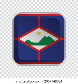 Flag of Sint Eustatius on square button on transparent background element for websites. Vector illustration