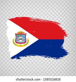 Flag Sint Maarten from brush strokes. Flag Sint Maarten on transparent background for your web site design, logo, app, UI.  America. Stock vector.  EPS10.