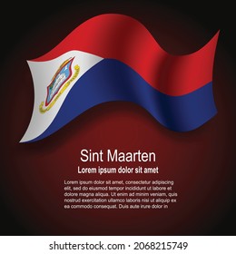 Bandera de San Martín volando sobre fondo oscuro con texto. Ilustración del vector