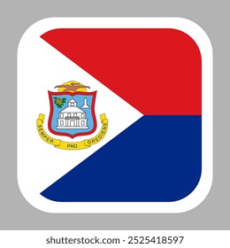 The flag of Sint Maarten. Flag icon. Standard color. flat vector square with rounded corners. Computer illustration. Digital illustration. Vector illustration