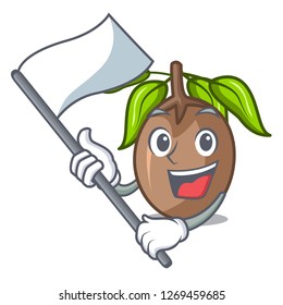 With flag slice sapodilla fruit on shape cartoon