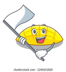 With flag slices mango on with cartoon funny