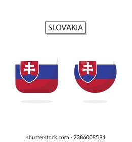 Flag of Slovakia 2 Shapes icon 3D cartoon style.