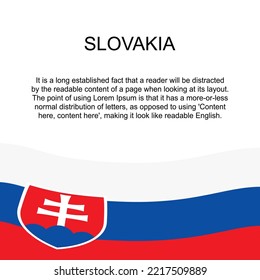 Flag of Slovakia for banner in square white background. Slovakia flag with space for text. Slovakia square banner with flag . vector illustration eps10