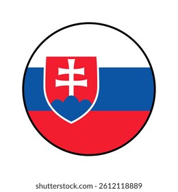 Flag of Slovakia. Black edge. Slovakia circle flag logo icon computer vector illustration design.