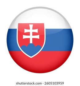 flag of Slovakia, button round glossy icon