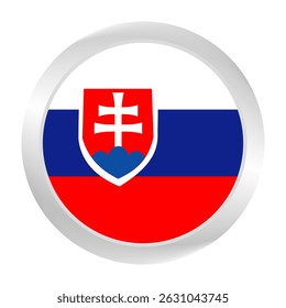 Flag of Slovakia. Circle flag icon logo. Round flag. Flag icon. Standard color. Digital illustration. Vector illustration.	