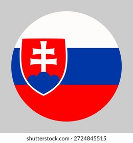 Flagge der Slowakei in Kreisform mit genauen Proportionen und offiziellen Farben