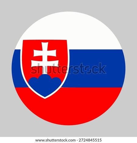 Flag of Slovakia in circular shape with accurate proportions and official colors