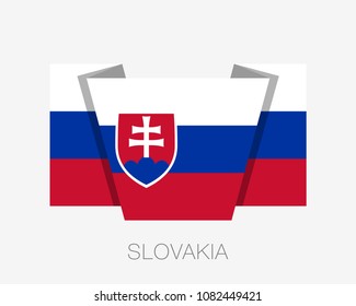 Flag of Slovakia. Flat Icon Waving Flag with Country Name on a White Background