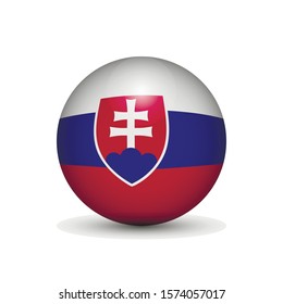 Flag of Slovakia in the form of a ball isolated on white background.