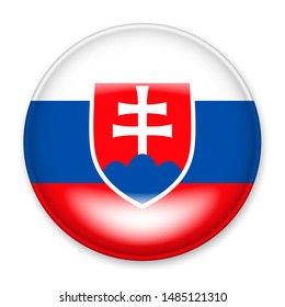 Flag of Slovakia in the form of a round button with a light glare and a shadow. The symbol of Independence Day, a souvenir, a button for switching the language on the site, an icon.