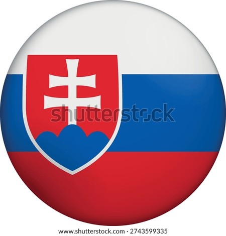 Flag of Slovakia. Glossy circular flag. Button appearance. 3D Icon Design with depth. Professional, tactile look. Perfect for representing national identity in digital interfaces and perfect for websites
