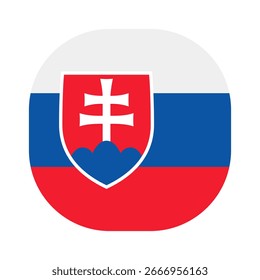 Ícone Bandeira da Eslováquia. Eslováquia arredondado quadrado ícone da bandeira projeto de ilustração vetor digital. Fundo branco.
