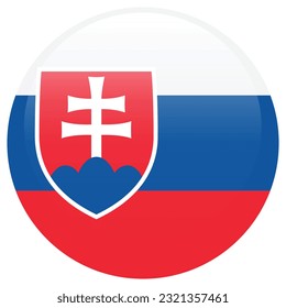 The flag of Slovakia. Flag icon. Standard color. The round flag. 3d illustration. Computer illustration. Digital illustration. Vector illustration.