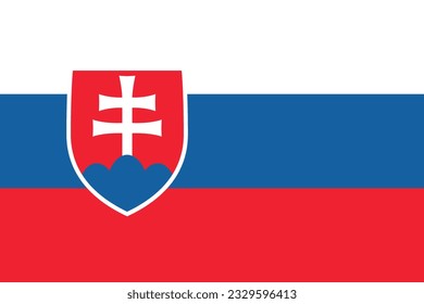 The flag of Slovakia. Flag icon. Standard color. Standard size. A rectangular flag. Computer illustration. Digital illustration. Vector illustration.