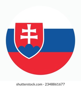 The flag of Slovakia. Flag icon. Standard color. Circle icon flag. Computer illustration. Digital illustration. Vector illustration.