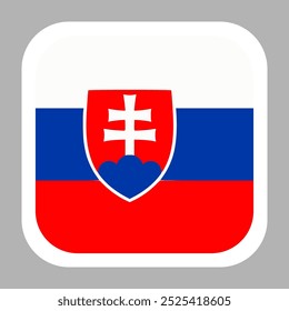 The flag of Slovakia. Flag icon. Standard color. flat vector square with rounded corners. Computer illustration. Digital illustration. Vector illustration