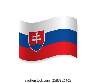 Flag of Slovakia icon. Wavy vector element with shadow. Best for mobile apps, UI and web design.