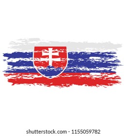 Flag of Slovakia the illustration vector on a white background, brush stroke Design Elements