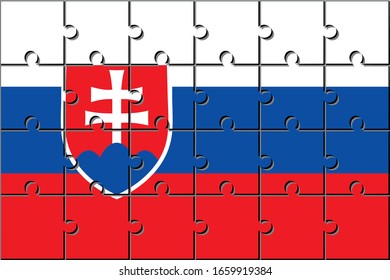 flag of slovakia made with jigsaw puzzle pieces.