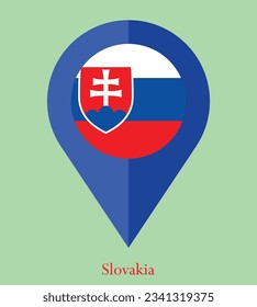 Flag of Slovakia, Flag of Slovakia Map pointer icon. Vector illustration flag pointer.