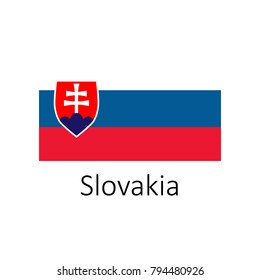 Flag of Slovakia with name icon. Official colors and proportion correctly. National Slovakia Flag vector. Slovakia Flag vector illustration. National Slovakia Flag vector on white background