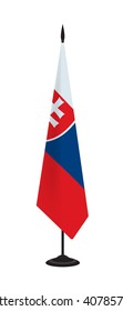 Flag of Slovakia on a flagstaff. Vector illustration