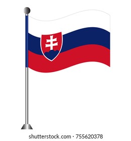 Flag of Slovakia on a pole, Vector illustration