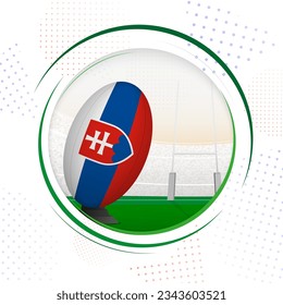 Flag of Slovakia on rugby ball. Round rugby icon with flag of Slovakia. Vector illustration.