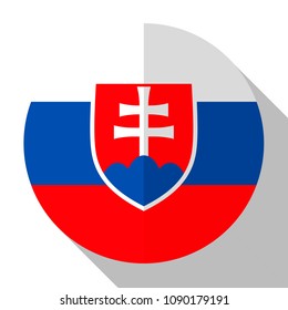Flag Slovakia - round flatstyle button with a shadow. 
