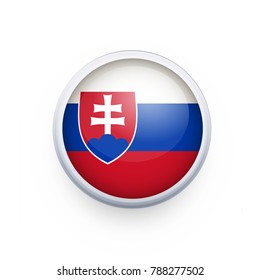 Flag of Slovakia as round glossy icon. Button with Slovakia flag. National flag for country of Slovakia isolated, banner vector illustration. Vector illustration eps10.