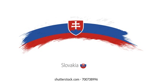Flag of Slovakia in rounded grunge brush stroke. Vector illustration.