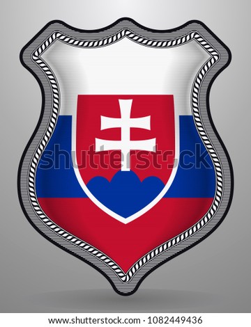 Flag of Slovakia. Vector Badge and Icon. Horizontal Orientation Version