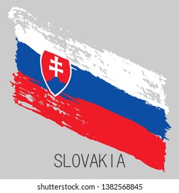 Flag of Slovakia. Vector illustration on gray background. Brush strokes. Abstract concept. Elements for design.