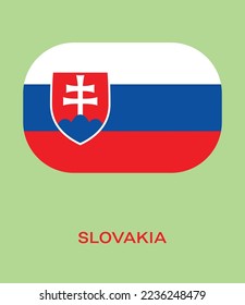 Flag of Slovakia, Slovakia flag vector illustration, Slovakia flag in rounded corner, Button style Slovakia flag.