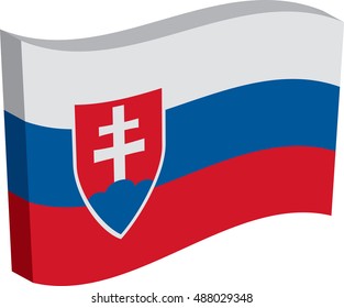 Flag of Slovakia. Vector illustration of a stylized flag. Axonometry and volume. Element for infographics.