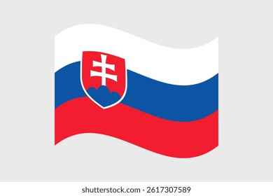 Flag of Slovakia. Slovakia wavy flag digital vector illustration. Fluttering flag.
