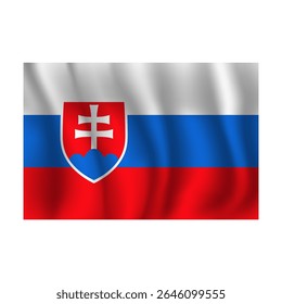 Bandeira da Eslováquia ondulada flui ao vento, com dobras 3d