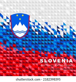 Flag of Slovenia. Abstract background of small triangles in the form of colorful white, blue and red stripes of the Slovenian flag. Vector illustration.