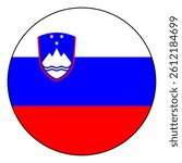 Flag of Slovenia. Black edge. Slovenia circle flag logo icon computer vector illustration design.