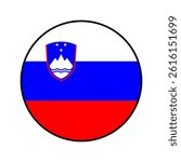 Flag of Slovenia. Black edge. Slovenia circle flag logo icon computer vector illustration design.