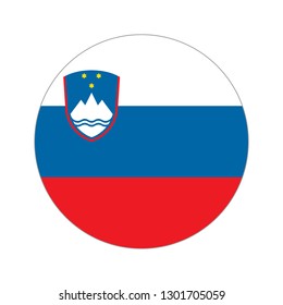 Flag of Slovenia. Circular icon on white background, vector illustration.