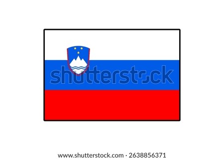 The flag of Slovenia features three horizontal stripes in white, blue, and red, with the national coat of arms positioned in the upper left corner. It symbolizes the country's identity and heritage.