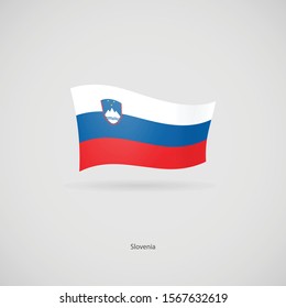 The flag of Slovenia is flying layered vector image.