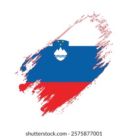 Flag of Slovenia Grunge Brush Stroke Style Vector