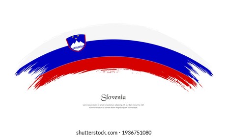 Flag of Slovenia in grunge style stain brush with waving effect on isolated white background