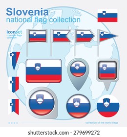  Flag of Slovenia, icon collection, vector illustration