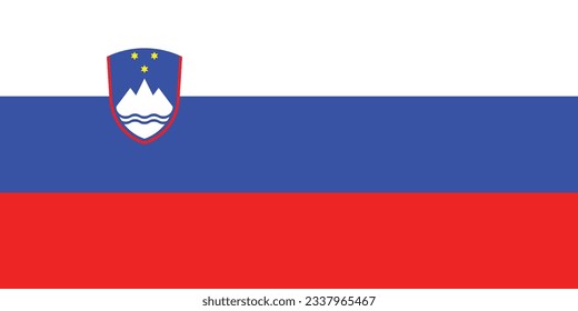 The flag of Slovenia. Flag icon. Standard color. Standard size. A rectangular flag. Computer illustration. Digital illustration. Vector illustration.
